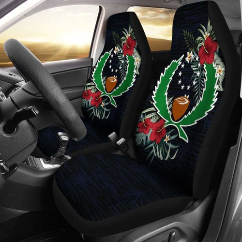 Pohnpei Car Seat Covers - Pohnpei Flag Hibiscus -