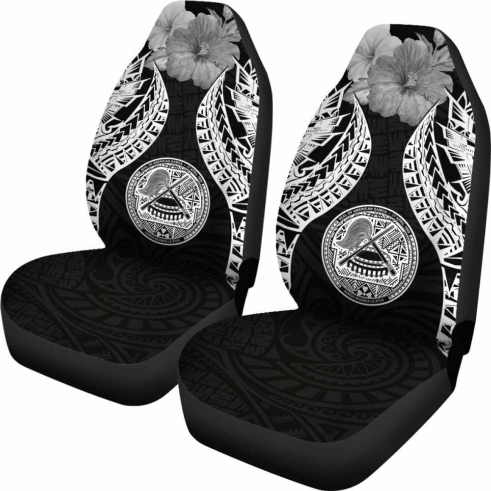 American Samoa Polynesian Car Seat Covers Pride Seal And Hibiscus Black -
