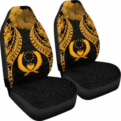 Pohnpei Polynesian Car Seat Covers Pride Seal And Hibiscus Gold -