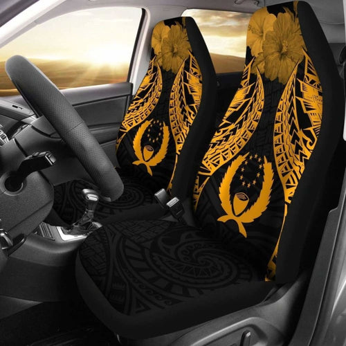 Pohnpei Polynesian Car Seat Covers Pride Seal And Hibiscus Gold -