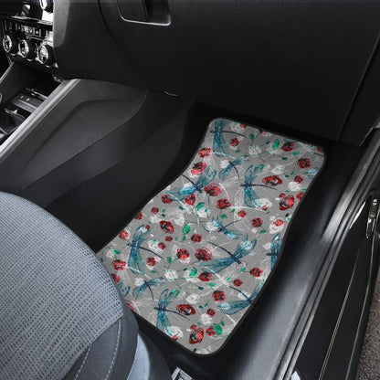 Vintage Flower and Dragonfly Car Floor Mats
