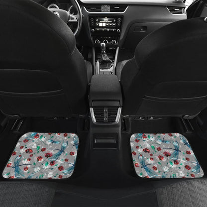 Vintage Flower and Dragonfly Car Floor Mats
