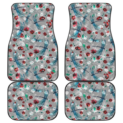 Vintage Flower and Dragonfly Car Floor Mats