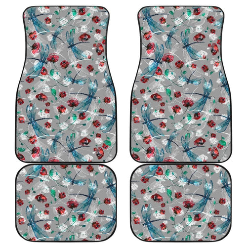 Vintage Flower and Dragonfly Car Floor Mats
