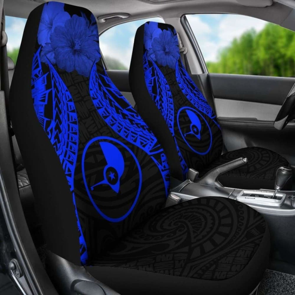 Yap Polynesian Car Seat Covers Pride Seal And Hibiscus Blue -