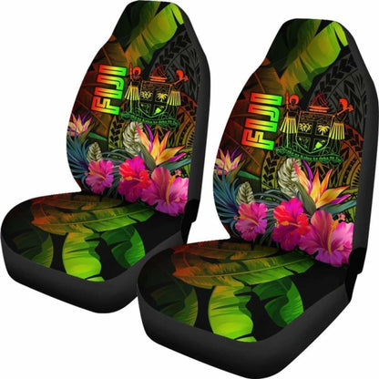 Fiji Polynesian Car Seat Covers -  Hibiscus And Banana Leaves -