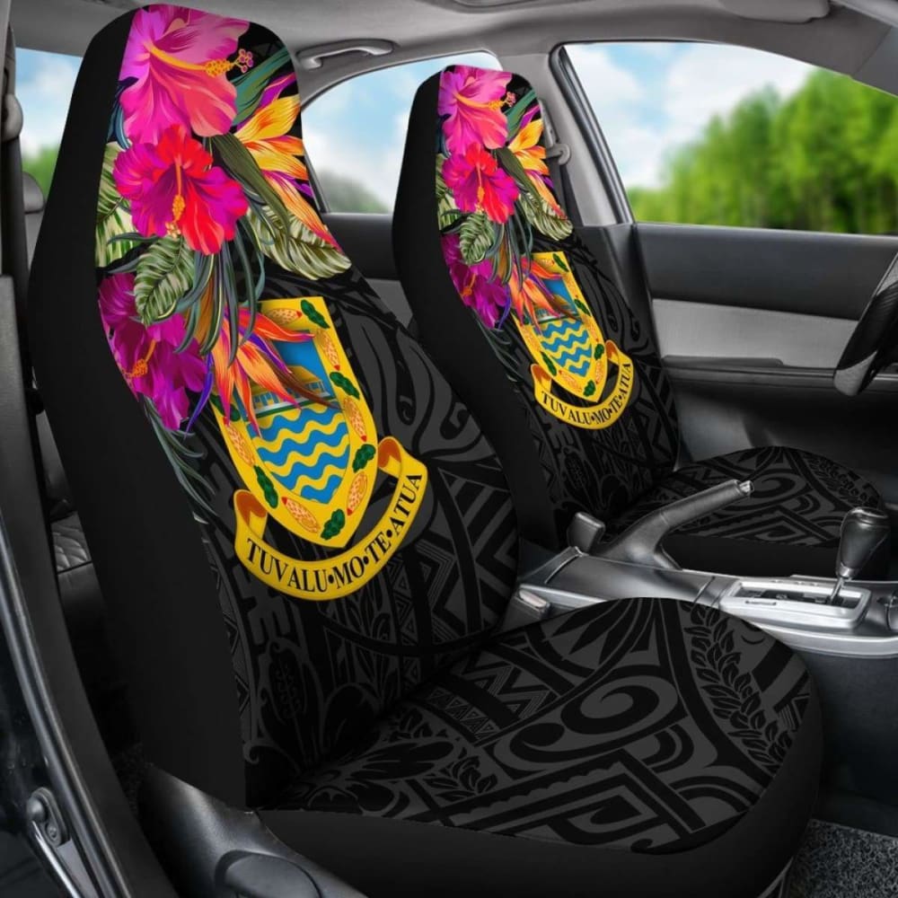 Tuvalu Car Seat Covers - Hibiscus Polynesian Pattern -