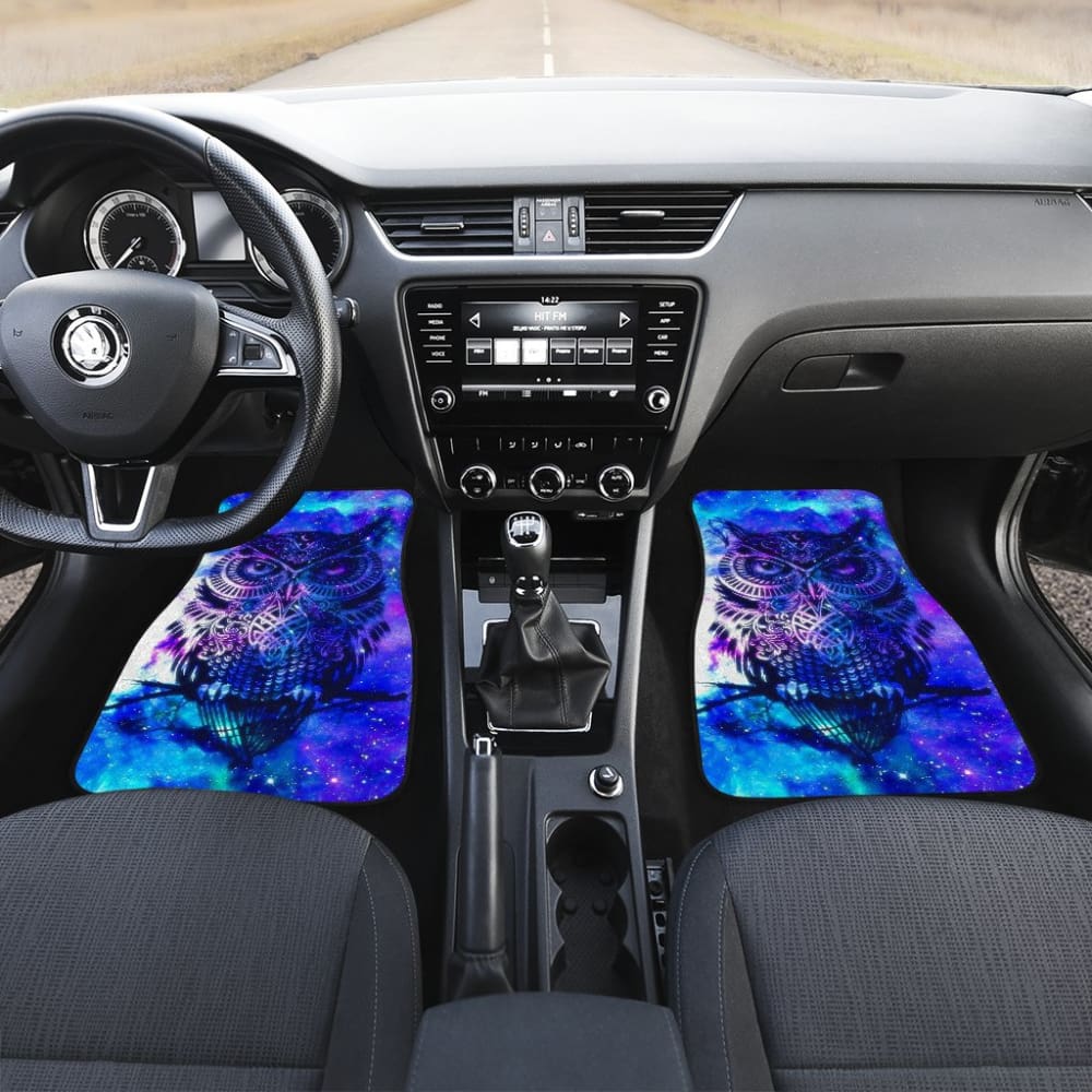 Owl Blue Background Art Design Car Floor Mats Animals Fantasy