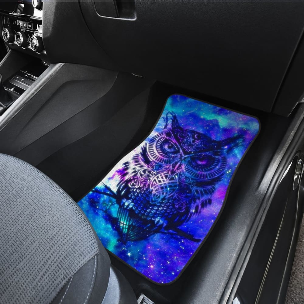 Owl Blue Background Art Design Car Floor Mats Animals Fantasy