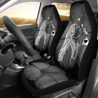 Alohawaii Car Seat Covers - Hawaii Hula Girl Hibiscus Map White -
