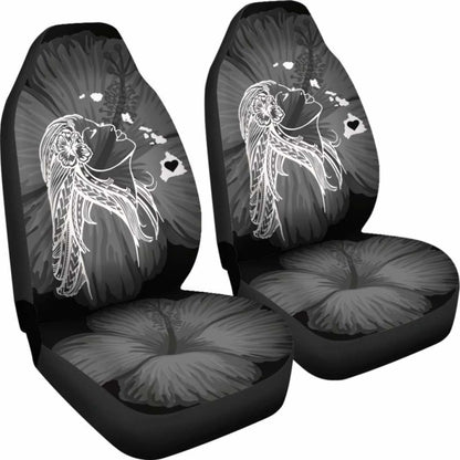 Alohawaii Car Seat Covers - Hawaii Hula Girl Hibiscus Map White -