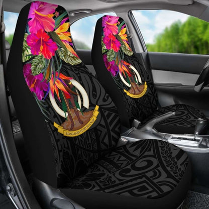 Vanuatu Car Seat Covers - Hibiscus Polynesian Pattern -