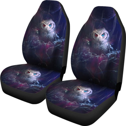Owl Blue Red Eyes Art Design Car Seat Covers Animals Fantasy