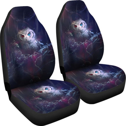 Owl Blue Red Eyes Art Design Car Seat Covers Animals Fantasy