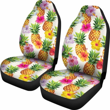 Cool Pineapple And Hibiscus Car Seat Covers -