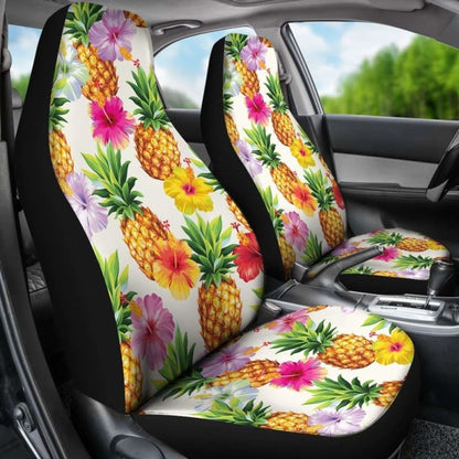 Cool Pineapple And Hibiscus Car Seat Covers -