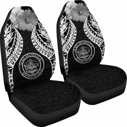 Palau Polynesian Car Seat Covers Pride Seal And Hibiscus Black -