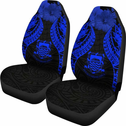 Tuvalu Polynesian Car Seat Covers Pride Seal And Hibiscus Blue -