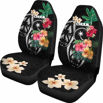 Chuuk Car Seat Covers Coat Of Arms Polynesian With Hibiscus