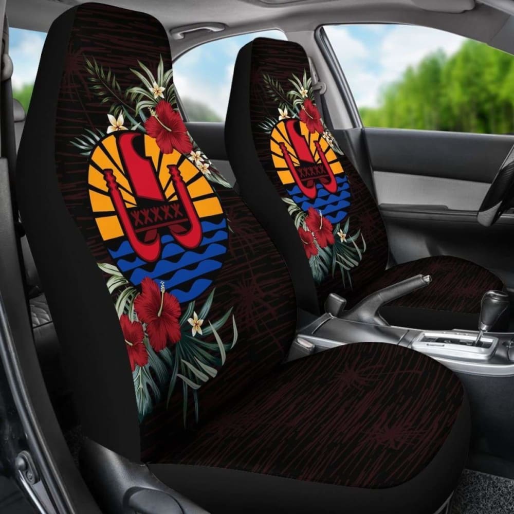 Tahiti Car Seat Covers - Tahiti Flag Hibiscus -