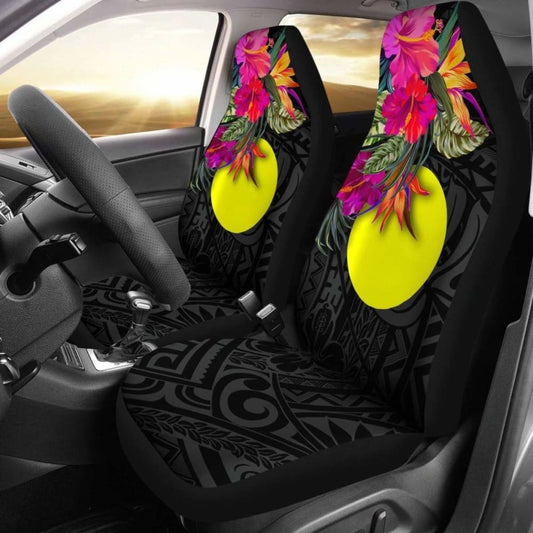 Palau Car Seat Covers - Polynesian Hibiscus Pattern -