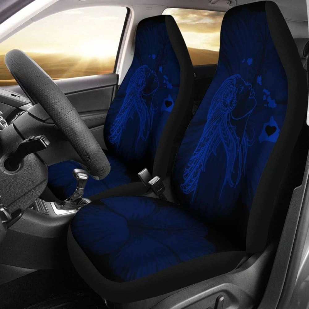 Alohawaii Car Seat Covers - Hawaii Hula Girl Hibiscus Map Blue -