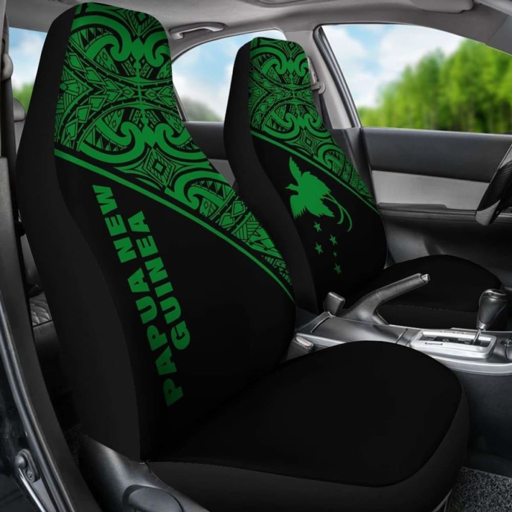 Papua New Guinea Polynesian Car Seat Covers - Green Curve -