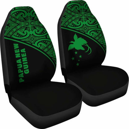 Papua New Guinea Polynesian Car Seat Covers - Green Curve -