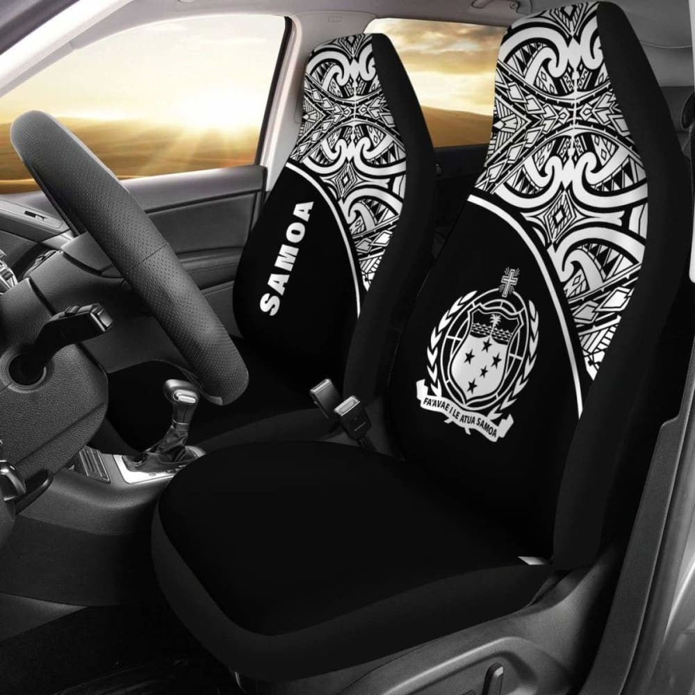 Samoa Polynesian Car Seat Covers - Black Curve -