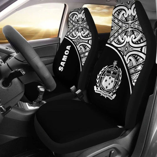 Samoa Polynesian Car Seat Covers - Black Curve -