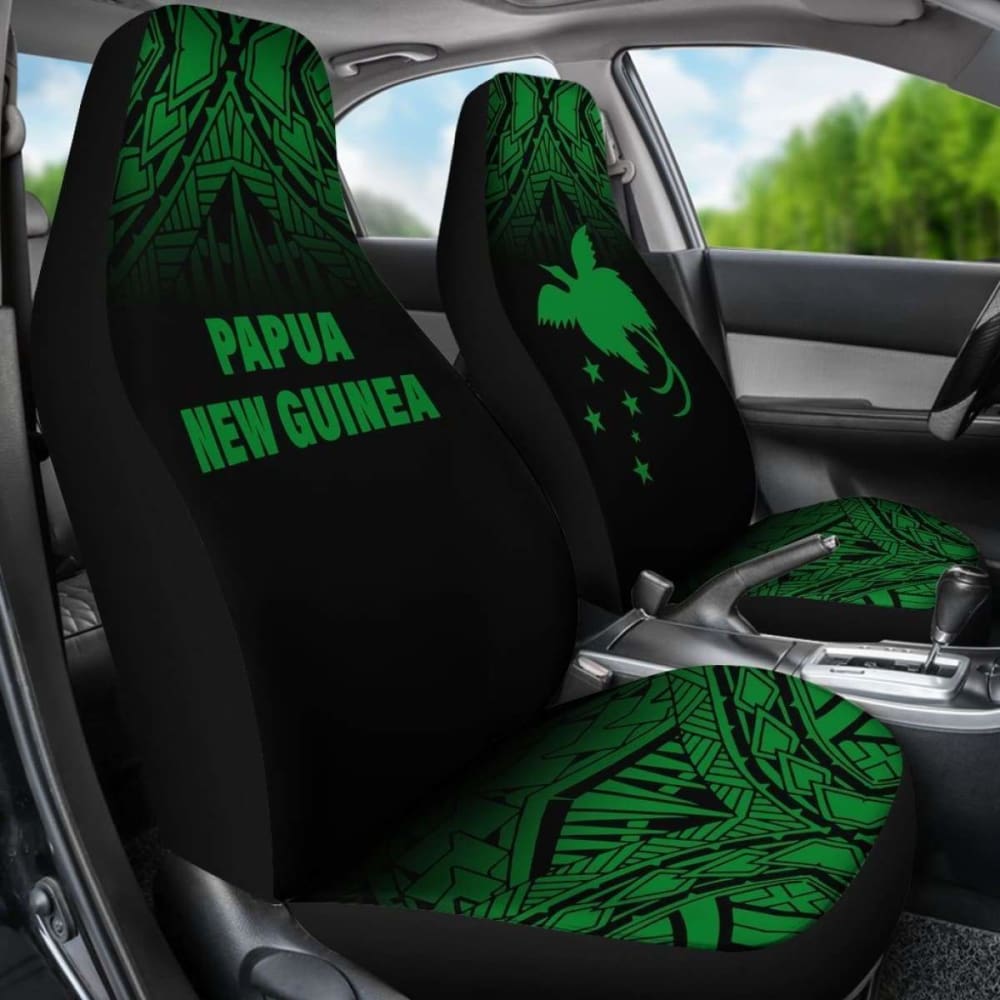 Papua New Guinea Polynesian Car Seat Covers - Green Fog -
