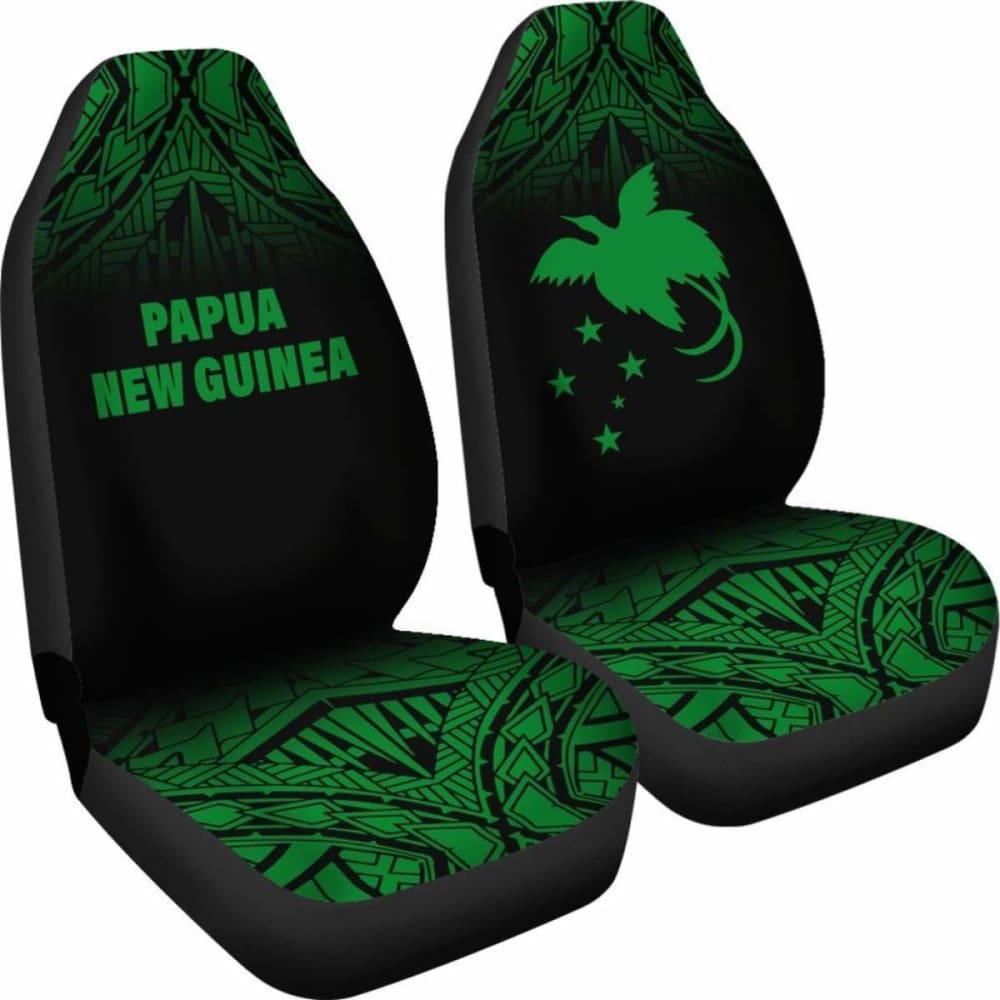 Papua New Guinea Polynesian Car Seat Covers - Green Fog -