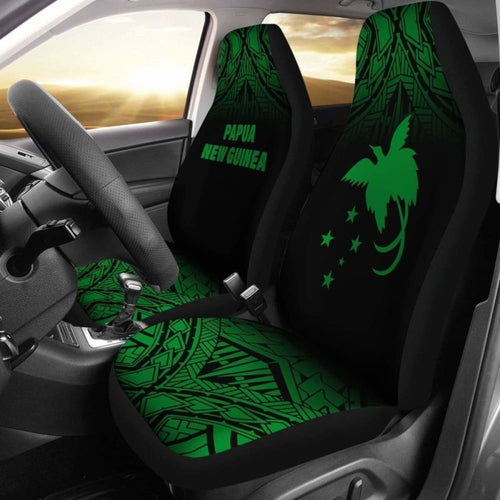 Papua New Guinea Polynesian Car Seat Covers - Green Fog -