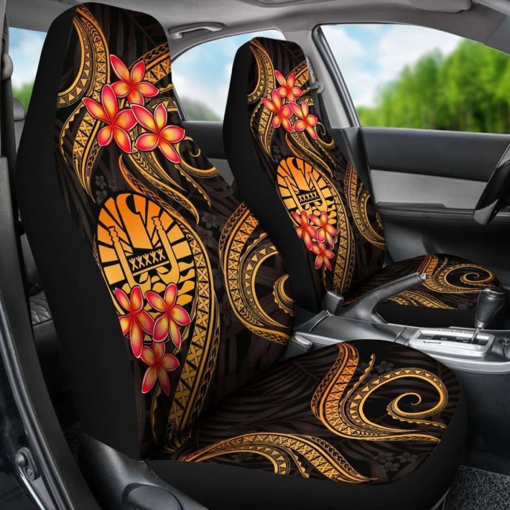 Tahiti Polynesian Car Seat Covers - Gold Plumeria -