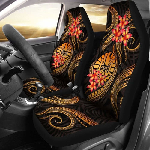 Tahiti Polynesian Car Seat Covers - Gold Plumeria -