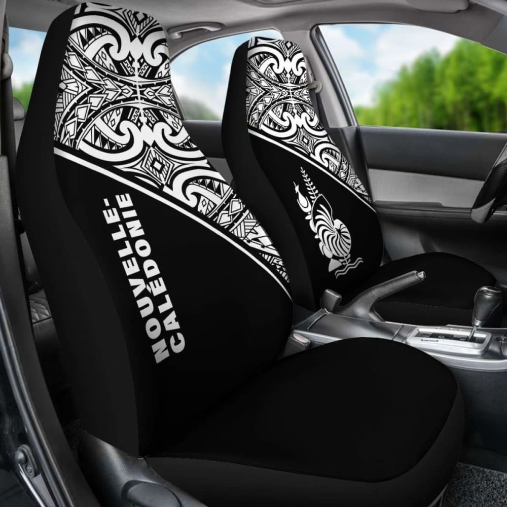 New Caledonia Polynesian Car Seat Covers - Black Curve -