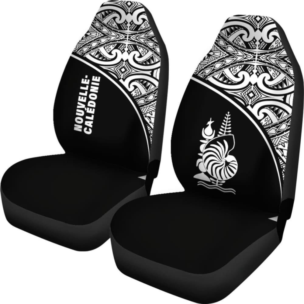 New Caledonia Polynesian Car Seat Covers - Black Curve -