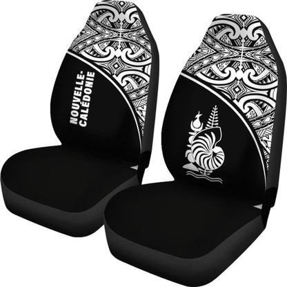 New Caledonia Polynesian Car Seat Covers - Black Curve -