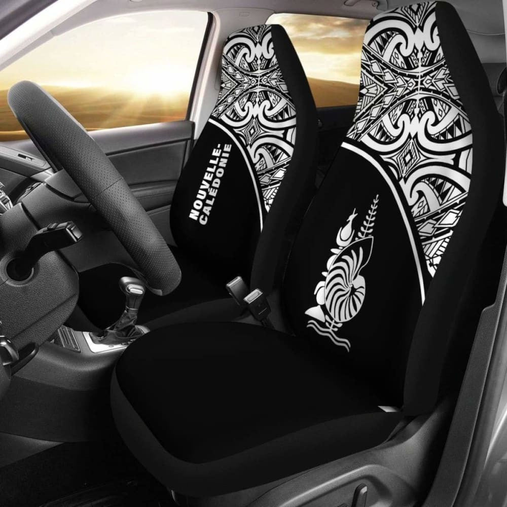 New Caledonia Polynesian Car Seat Covers - Black Curve -