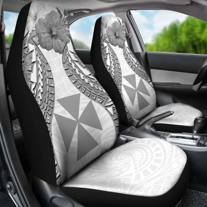 Wallis And Futuna Polynesian Car Seat Covers Pride Seal And Hibiscus White -