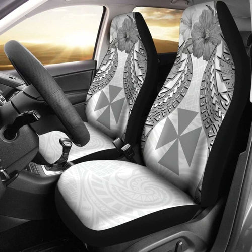 Wallis And Futuna Polynesian Car Seat Covers Pride Seal And Hibiscus White -