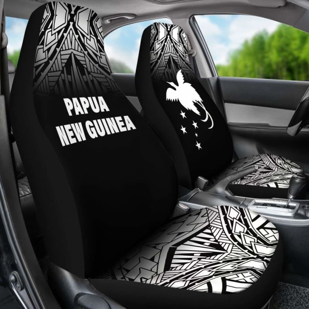 Papua New Guinea Polynesian Car Seat Covers - Black Fog -