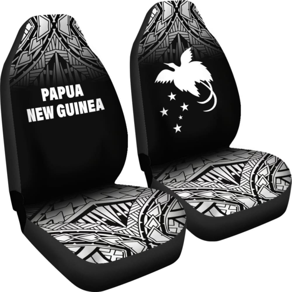 Papua New Guinea Polynesian Car Seat Covers - Black Fog -