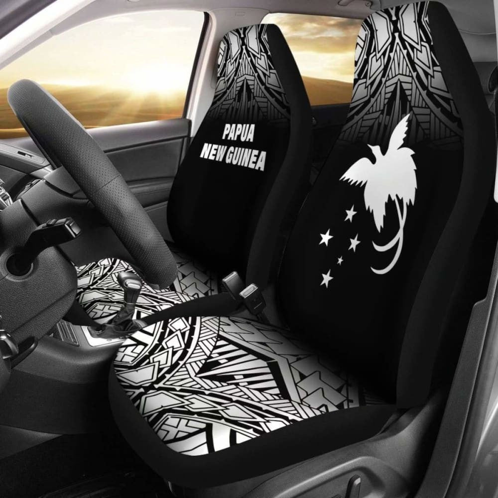 Papua New Guinea Polynesian Car Seat Covers - Black Fog -