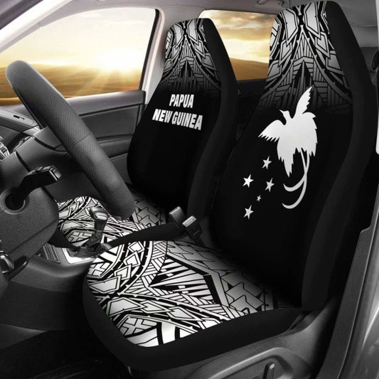 Papua New Guinea Polynesian Car Seat Covers - Black Fog -