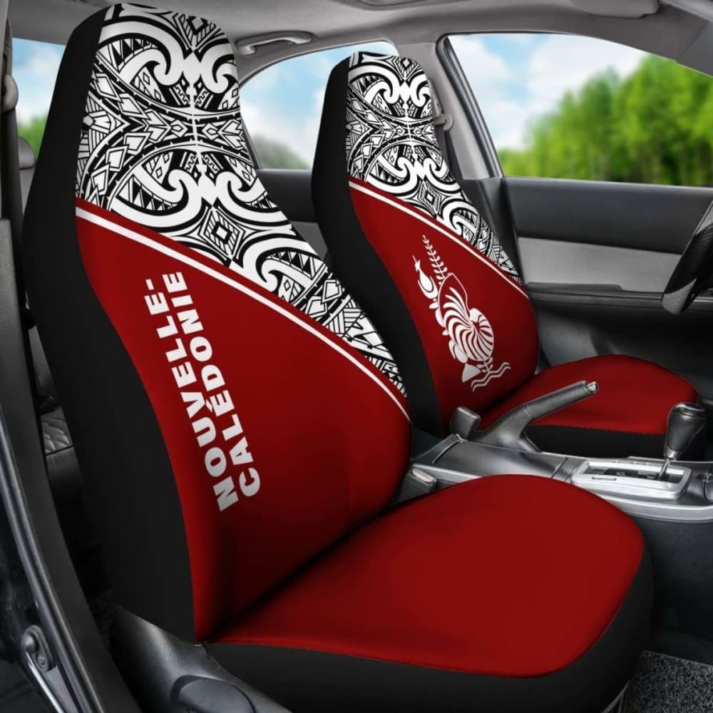 New Caledonia Polynesian Car Seat Covers - Red Curve -