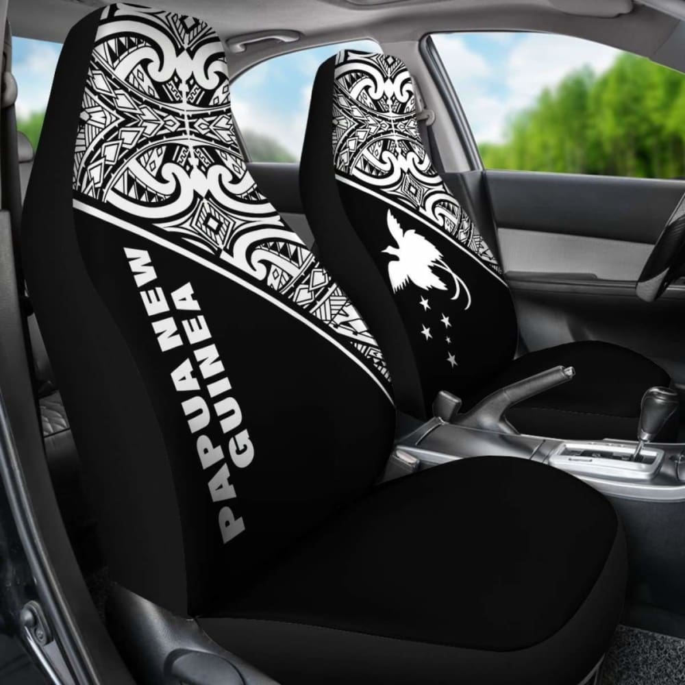 Papua New Guinea Polynesian Car Seat Covers - Black Curve -