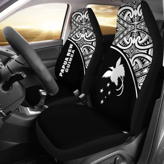 Papua New Guinea Polynesian Car Seat Covers - Black Curve -