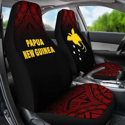 Papua New Guinea Polynesian Car Seat Covers - Red Fog -
