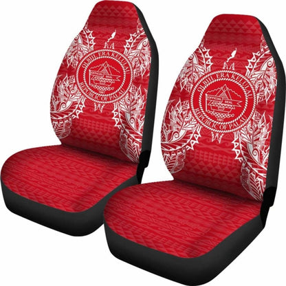 Palau Car Seat Cover - Palau Seal Map Red White -